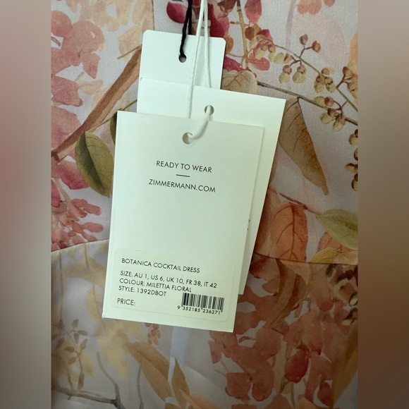 Zimmermann Botanica Silk Floral Midi Dress Pink Ruched NWT Size 1 (US 4) - Picture 11 of 12